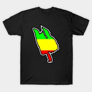 Thetis Island Silhouette in Rastafarian Flag Colours - Rasta - Thetis Island T-Shirt